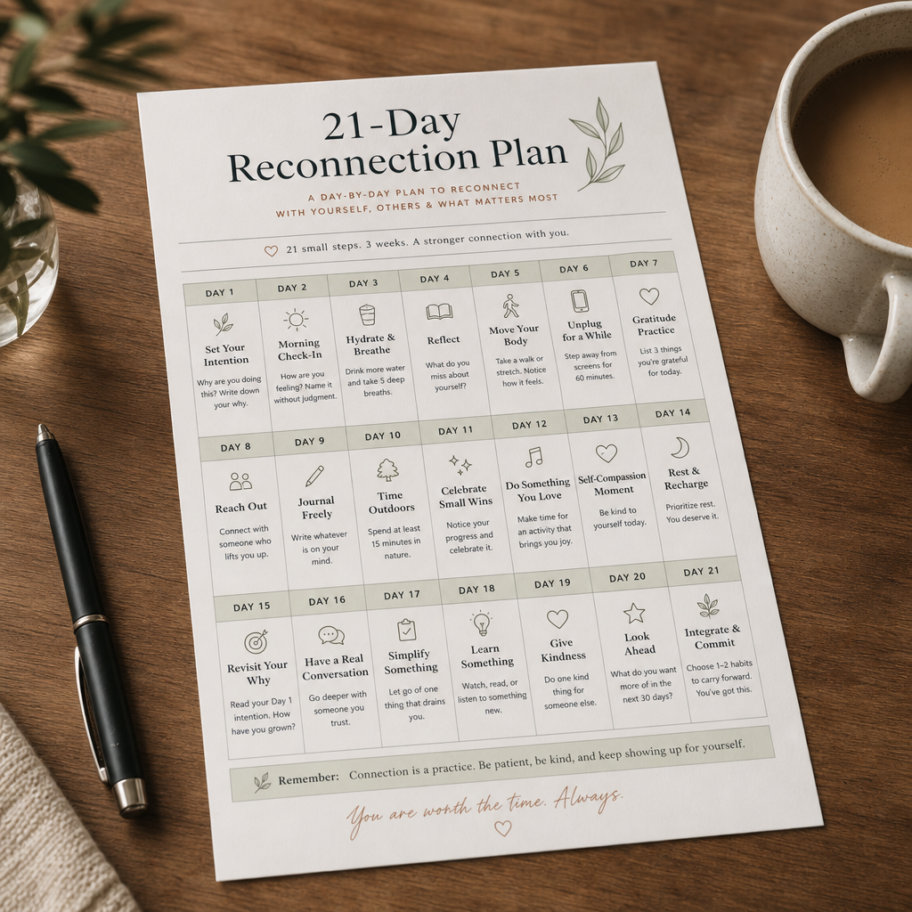 21-Day Reconnection Plan (day-by-day)