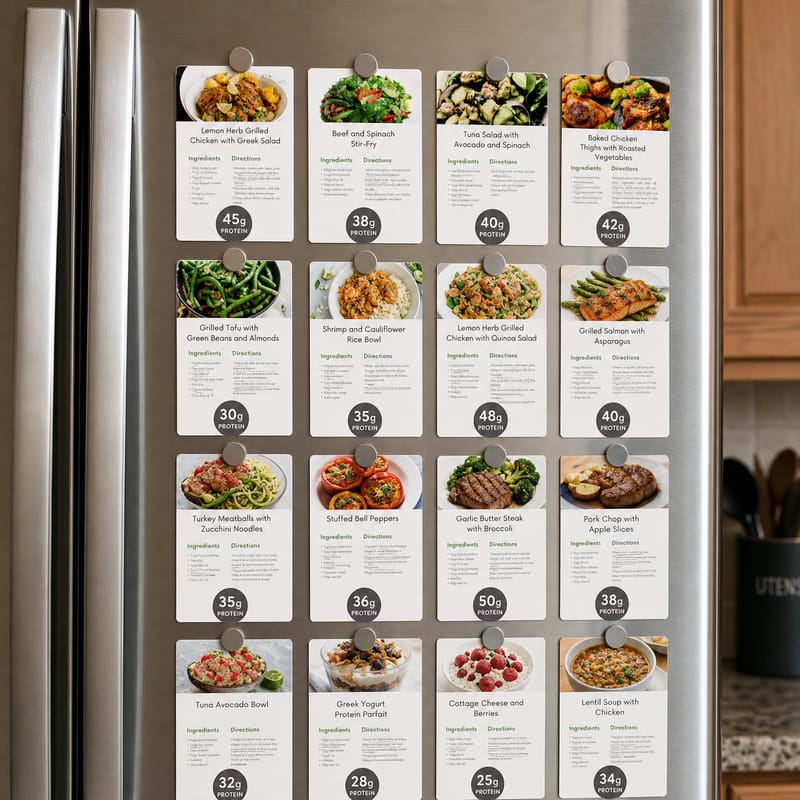 Macro cards on the fridge